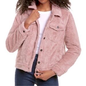 Blank NYC Pink Mauve Teddy Trucker Jacket size S